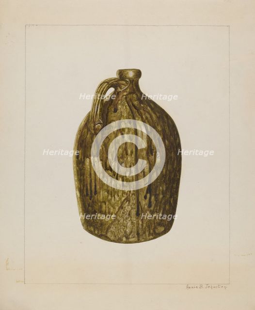 Stoneware Jug, c. 1938. Creator: Annie B Johnston.