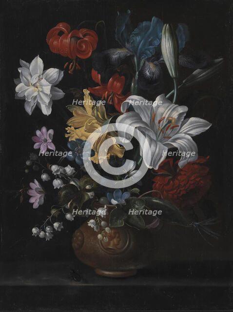 Stoneware Jar with Flowers;Stoneware Jar, 1626-1681. Creator: Jacob Marrel.