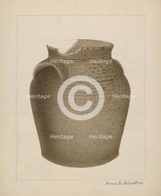 Stoneware Jar, c. 1937. Creator: Annie B Johnston.