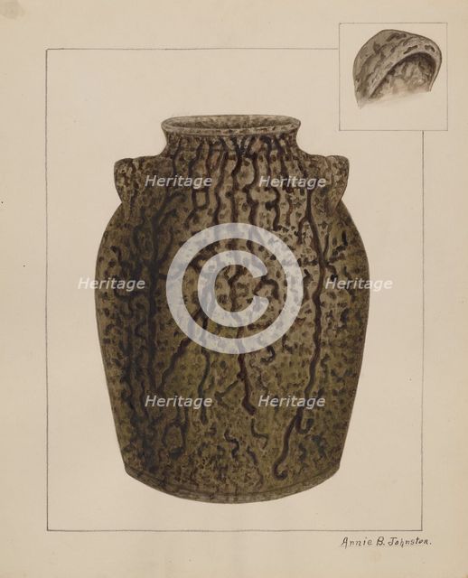 Stoneware Jar, c. 1937. Creator: Annie B Johnston.