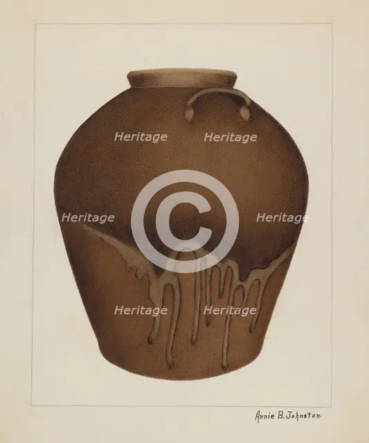 Stoneware Jar, c. 1937. Creator: Annie B Johnston.