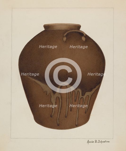 Stoneware Jar, c. 1937. Creator: Annie B Johnston.