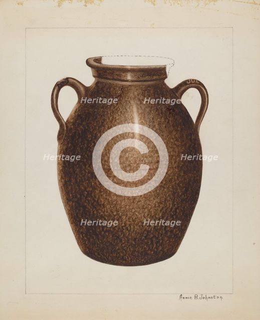 Stoneware Jar, c. 1938. Creator: Annie B Johnston.