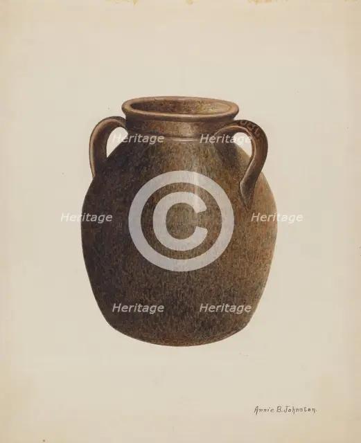 Stoneware Jar, c. 1938. Creator: Annie B Johnston.