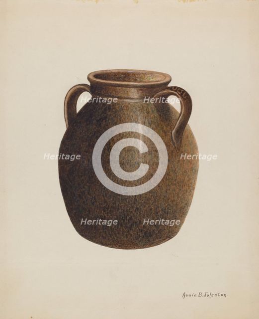 Stoneware Jar, c. 1938. Creator: Annie B Johnston.