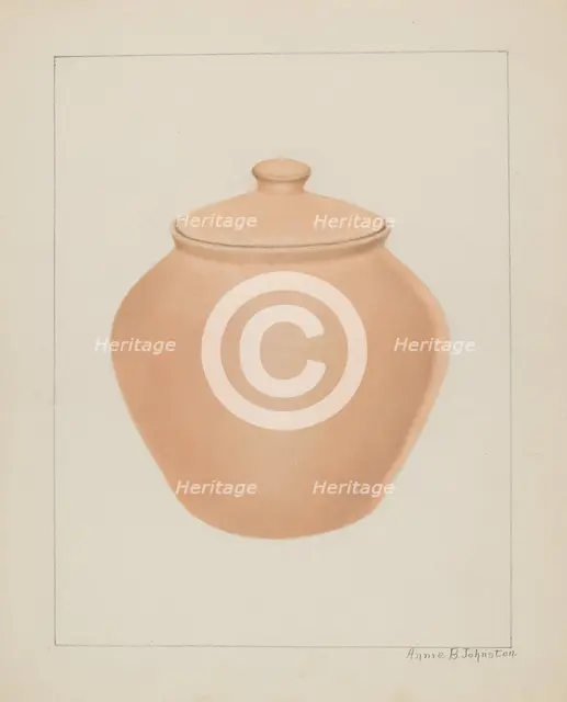 Stoneware Jar, c. 1939. Creator: Annie B Johnston.