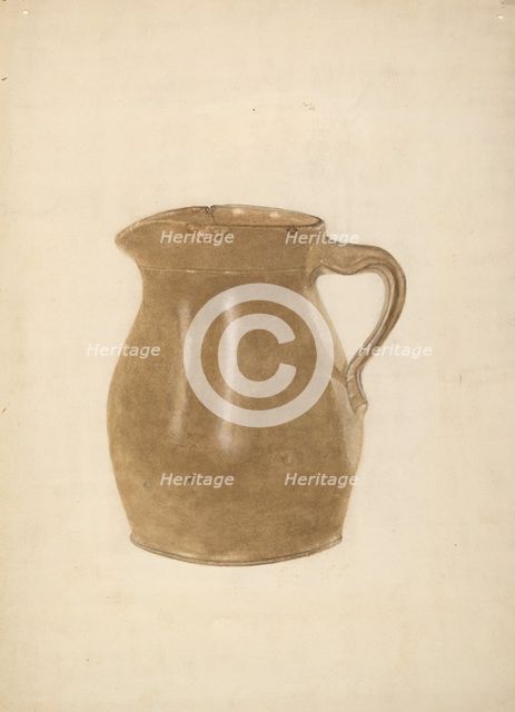 Stoneware Pitcher, 1935/1942. Creator: Lucille Pettijohn.
