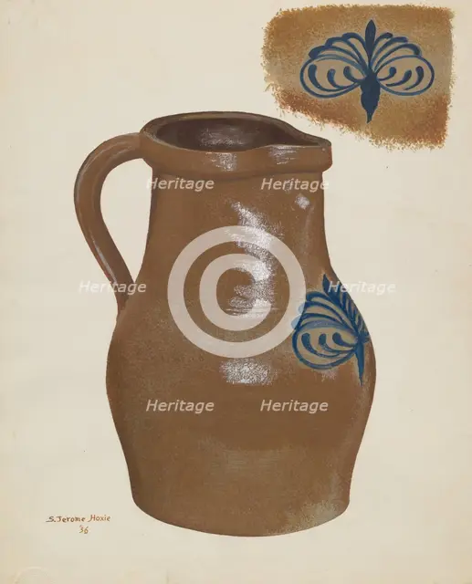 Stoneware Pitcher, 1936. Creator: Jerome Hoxie.