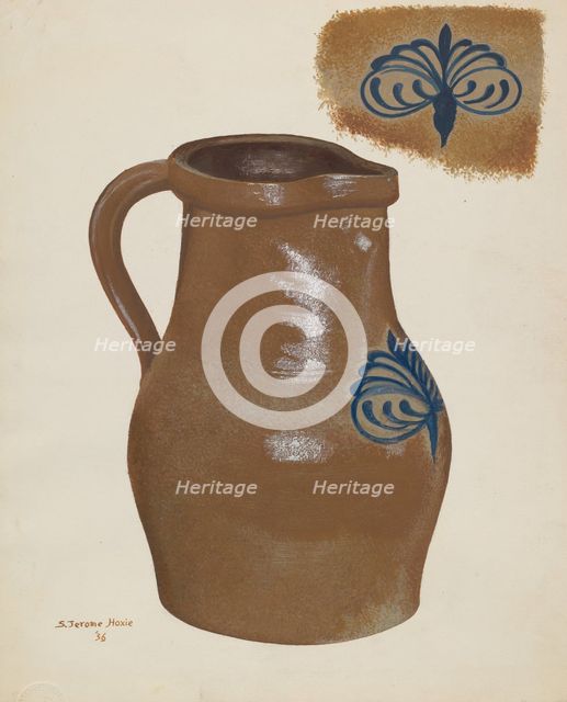 Stoneware Pitcher, 1936. Creator: Jerome Hoxie.
