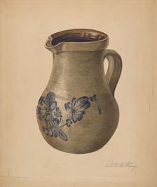 Stoneware Pitcher, c. 1938. Creator: Isabelle De Strange