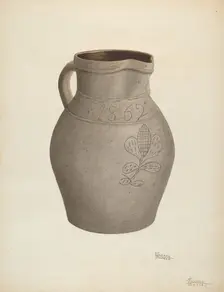 Stoneware Pitcher, c. 1939. Creator: Richard Barnett