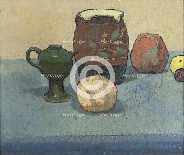 Stoneware pots and apples.