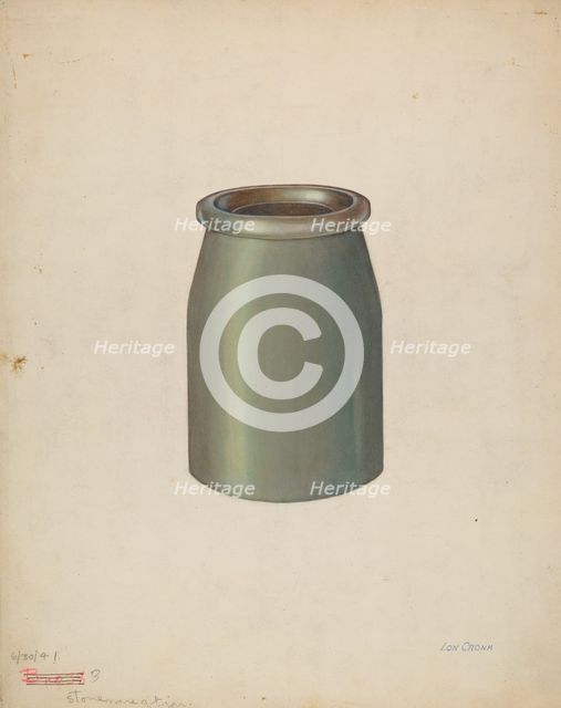 Stoneware Quart Jar, 1941. Creator: Lon Cronk.