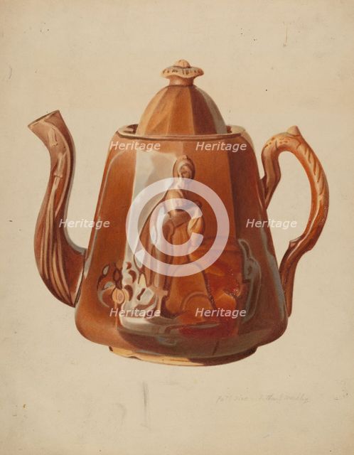 Stoneware Teapot, 1935/1942. Creator: Merkley, Arthur G..