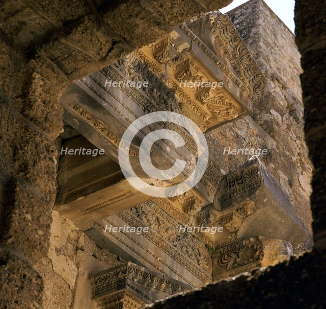 Stonework on the facade of the stage of the theatre in Aspendos, 2nd century. Artist: Unknown