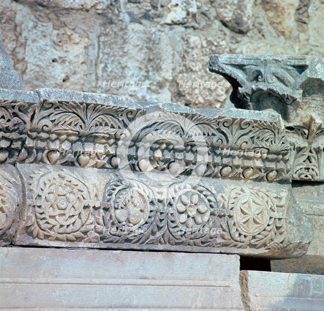 Stonework decoration in the Temple in Capernaum, 1st century. Artist: Unknown