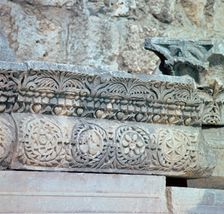 Stonework decoration in the Temple in Capernaum, 1st century