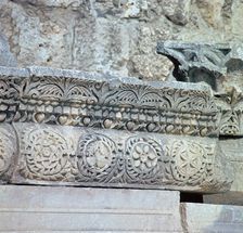 Stonework decoration in the Temple in Capernaum, 1st century