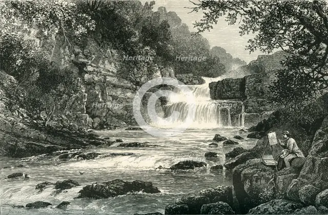 'Stonebyres Falls, on the Clyde, near Lanark', c1870.