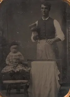 Stonecutter with Child, 1860s-70s. Creator: Unknown