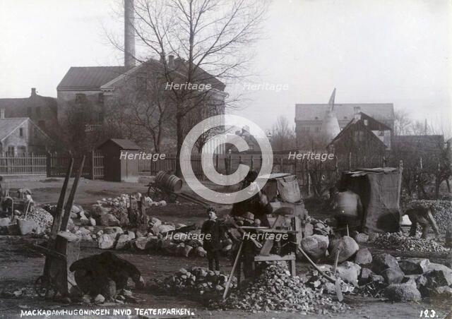 Stonecutters making macadam, Landskrona, Sweden, 1900. Artist: Borg Mesch