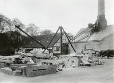 Stonecutters working with granite, Landskrona, Sweden, 1930. Creator: Unknown