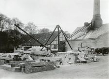 Stonecutters working with granite, Landskrona, Sweden, 1930. Creator: Unknown