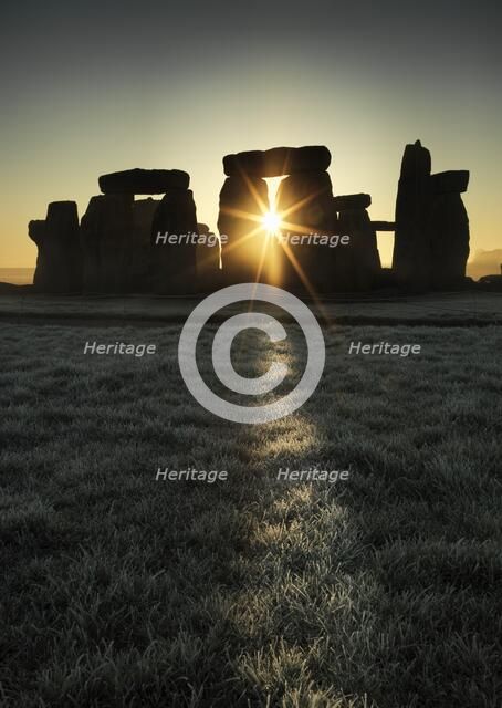 Stonehenge, Wiltshire, at sunrise, c2015. Artist: James O Davies.