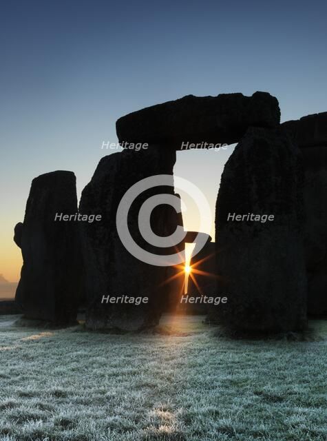 Stonehenge, Wiltshire, at sunrise, c2015. Artist: James O Davies.