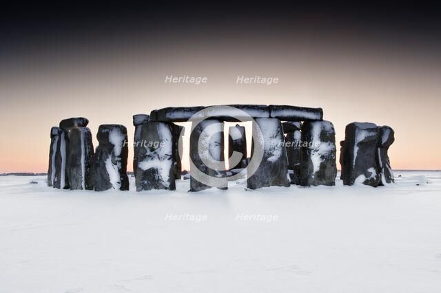 Stonehenge, Wiltshire, in the snow, c2015. Artist: James O Davies.