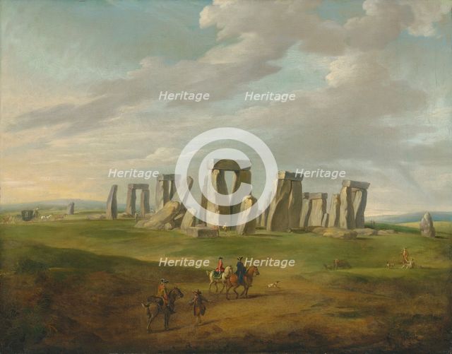 Stonehenge with a carriage and travellers on horseback, End of 18th-early 19th century. Creator: Ross, James (1745-1821).