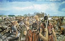 Stonehenge construction, c2300BC, (c1990-2010). Artist: Ivan Lapper