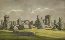 Stonehenge from the W.S.W., showing ruins with soldier, 1824-1839. Artist: Henry Browne