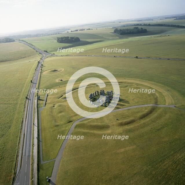 Stonehenge from the air, Wiltshire. Artist: Unknown.