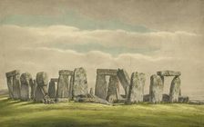 Stonehenge from the N.W., showing ruins with man and dog, 1824-1839. Artist: Henry Browne