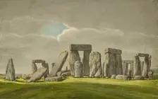 Stonehenge from the S.E, showing stones in ruined state with 2 visitors, 1824-1839. Artist: Henry Browne