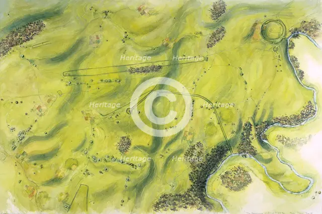 Stonehenge landscape, c17th century BC, (c1990-2010). Artist: Peter Dunn.