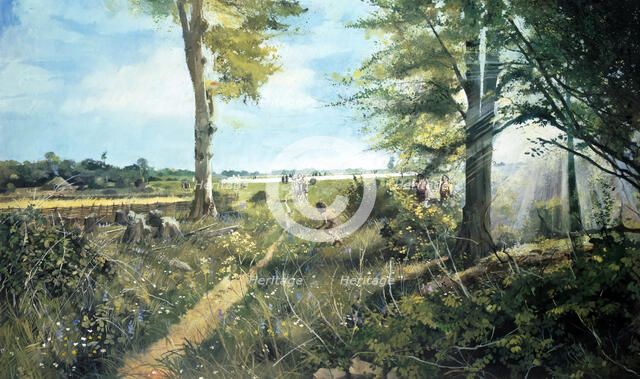 Stonehenge landscape, c3000BC, (c1990-2010). Artist: Ivan Lapper.