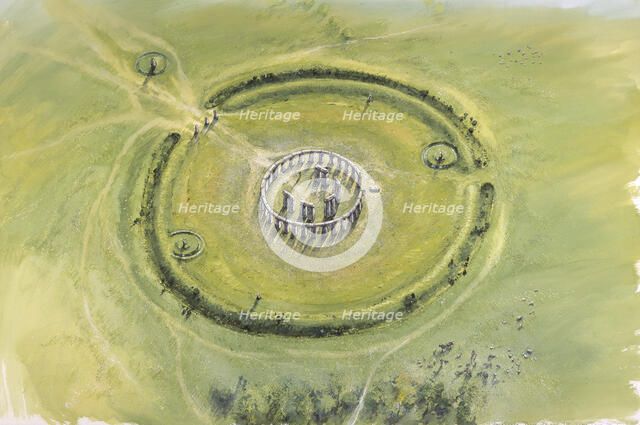 Stonehenge Phase 3, c20th century BC, (c1990-2010). Artist: Mike Seaforth.