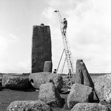 Stonehenge showing photographer's ladder in 1954. Artist: Richard J C Atkinson