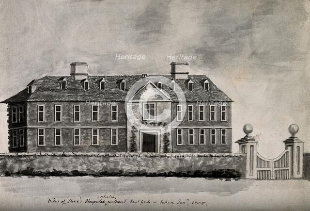 Stone's Hospital, Oxford: panoramic view, 1805. Creator: Unknown.