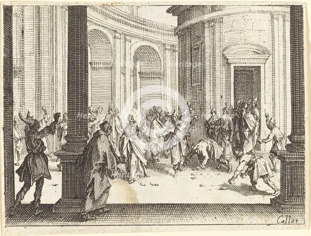 Stoning of Jesus, 1635. Creator: Jacques Callot.