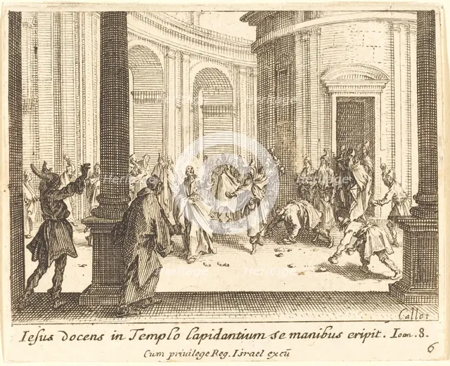 Stoning of Jesus, 1635. Creator: Jacques Callot.