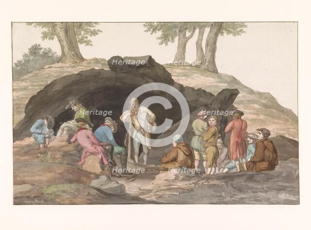 Stop at the Grotta delle Capre on the border at Nemorosa and Fredda, 1778. Creator: Louis Ducros.