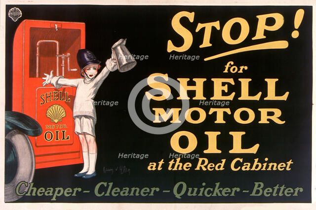 Stop! for Shell motor oil at the Red Cabinet , 1926. Creator: D'Ylen, Jean (1886-1938).