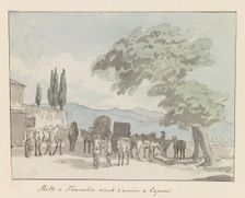 Stop in Francolise before arrival in Capua, 1778. Creator: Louis Ducros