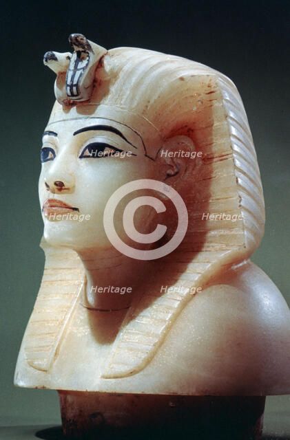 Stopper from one of the canopic urns from the tomb of Tutankhamun, 18th Dynasty. Artist: Unknown