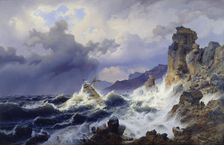 Storm at Sea off the Norwegian Coast, 1837. Creator: Andreas Achenbach