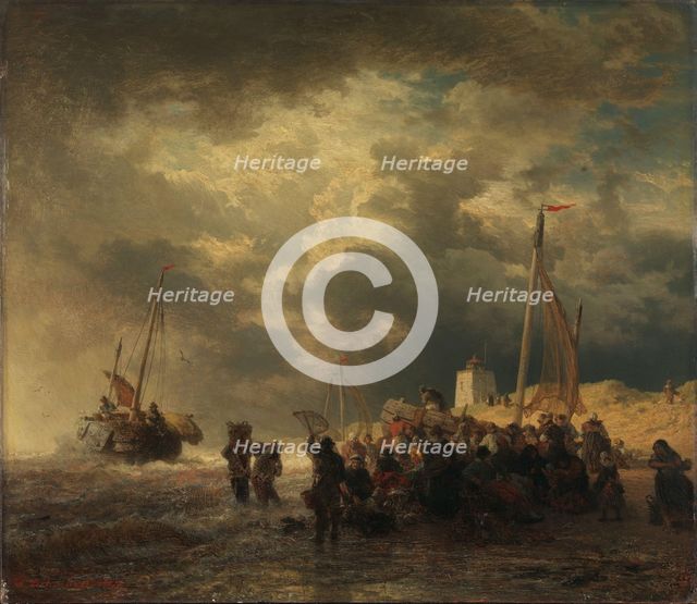 Storm at the Coast, 1855. Creator: Andreas Achenbach.