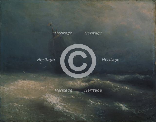 Storm at the seashore by Nice, 1885. Artist: Aivazovsky, Ivan Konstantinovich (1817-1900)